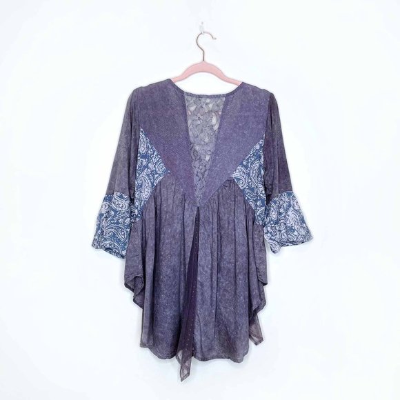 ⚡️SOLD⚡️ california moonrise boho swing hem patchwork top - size small - Picture 3 of 8